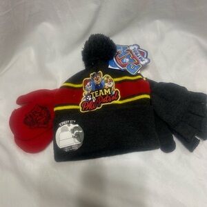 Paw Patrol Kids Winter Hat and Gloves Set - Red and Black